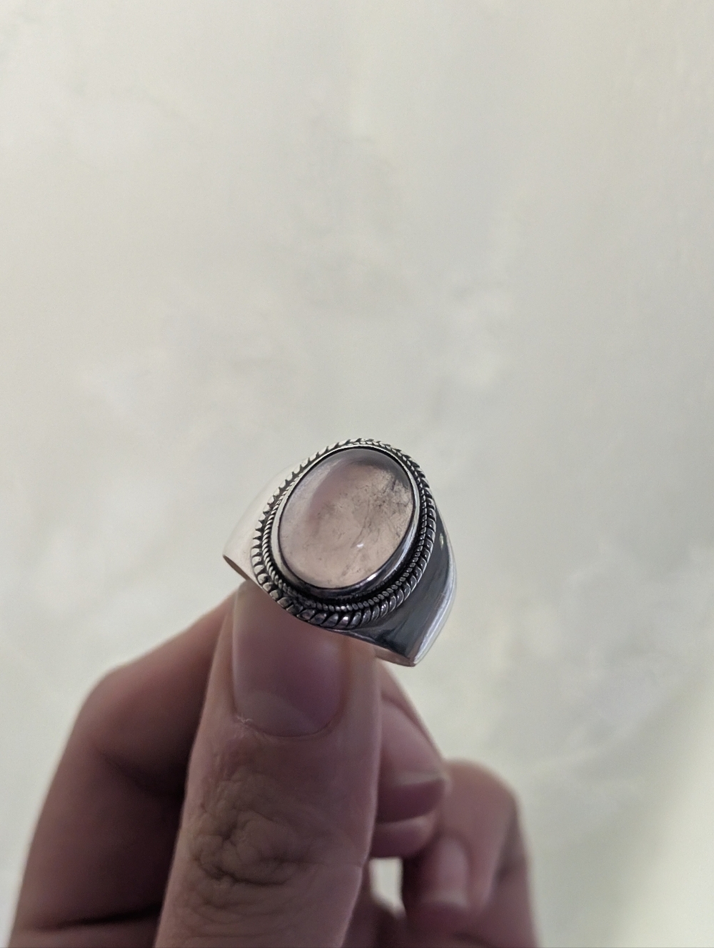 Sterling Silver Rose Quartz Ring 925 Size 11.5